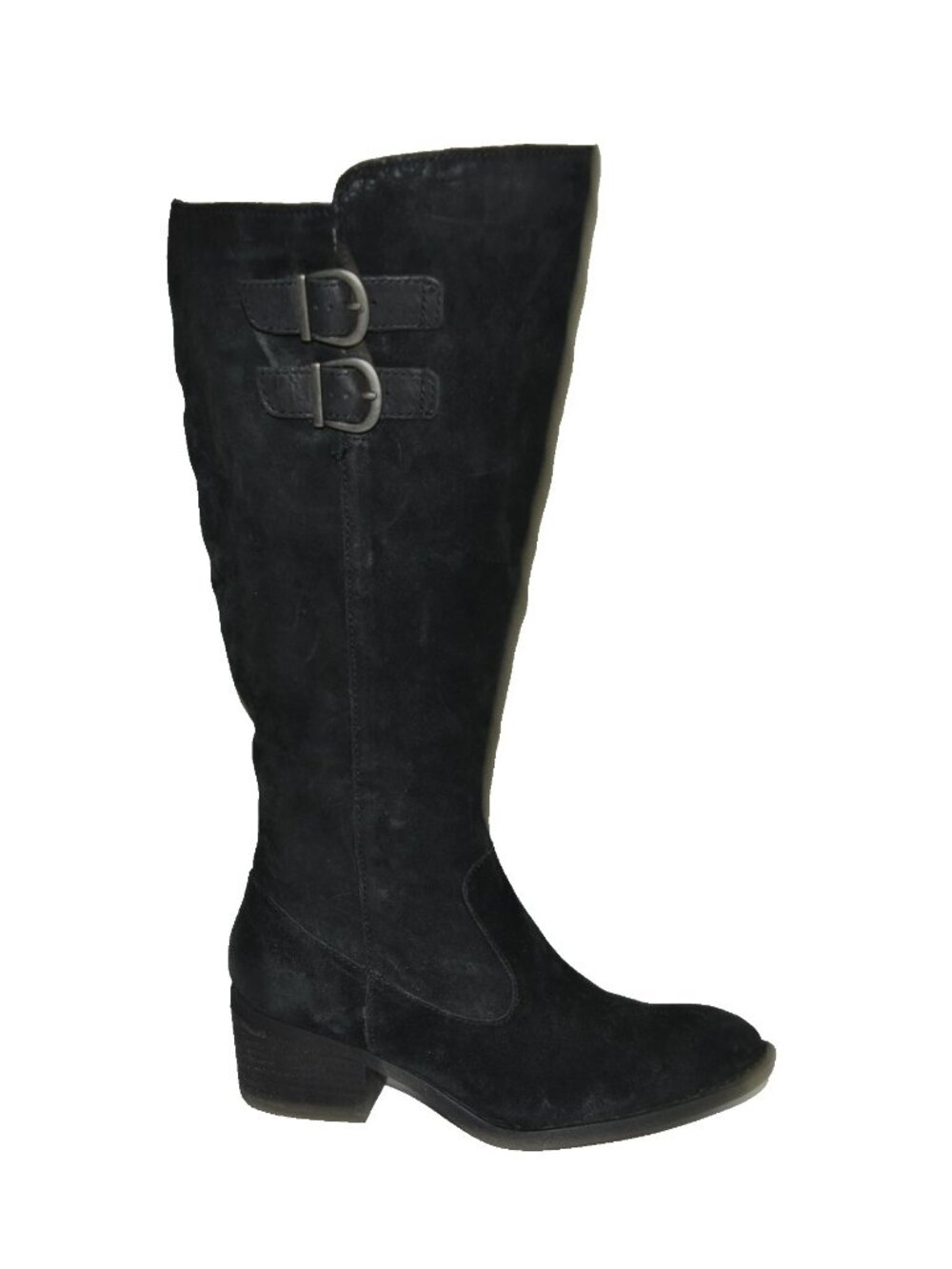 New! Born Basil Buckled Knee High Boot Black Suede Size 7.5 M Wide Calf DD17